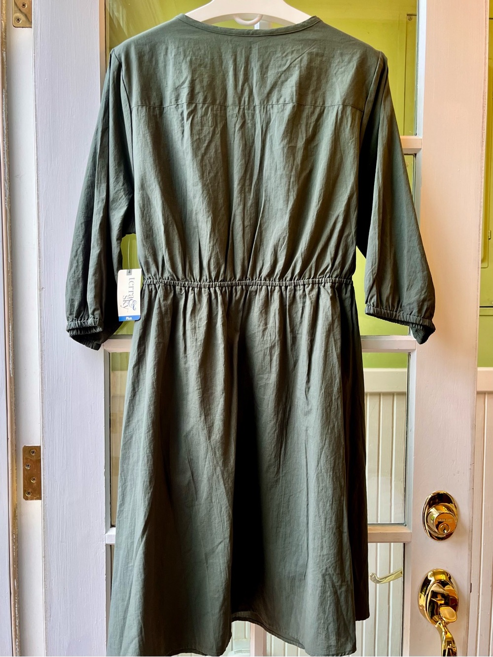Terra & Sky Olive Green Button-Front Dress for Summer - Picture 2 of 9